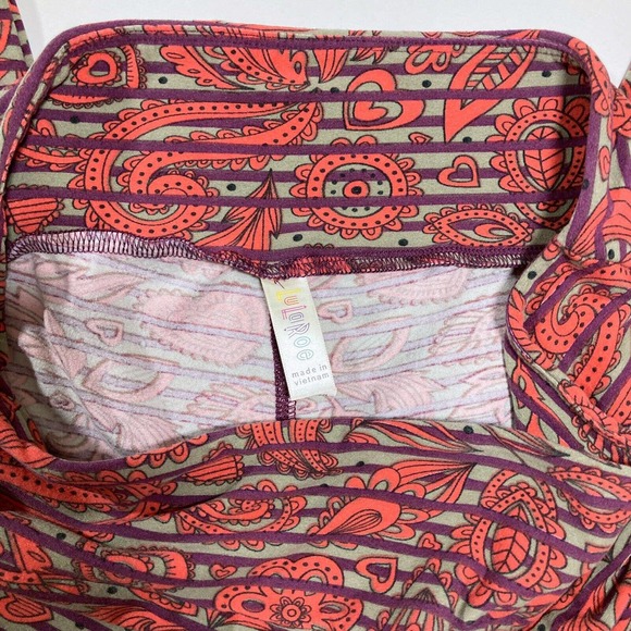 LULAROE Tall & Curvy TC Stretch Knit Leggings Multi-Color Orange Purple Stripe - Picture 5 of 8